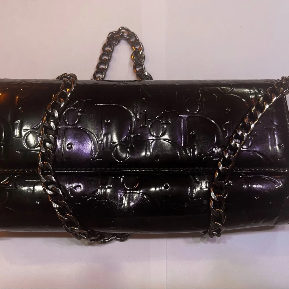 Christian Dior Black Leather Wallet Dior Black Patent Leather wallet